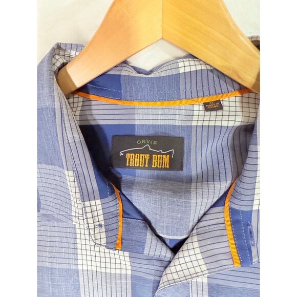Orvis Trout Bum Men’s XL Blue Plaid  Buttons  Button Down Shirt short sleeve - Picture 2 of 10